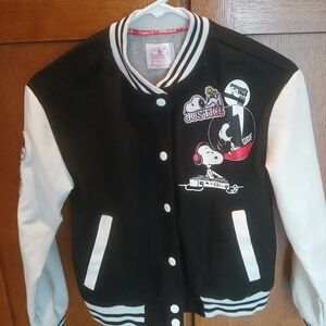 Justice Black and White Snoopy Varsity Jacket
